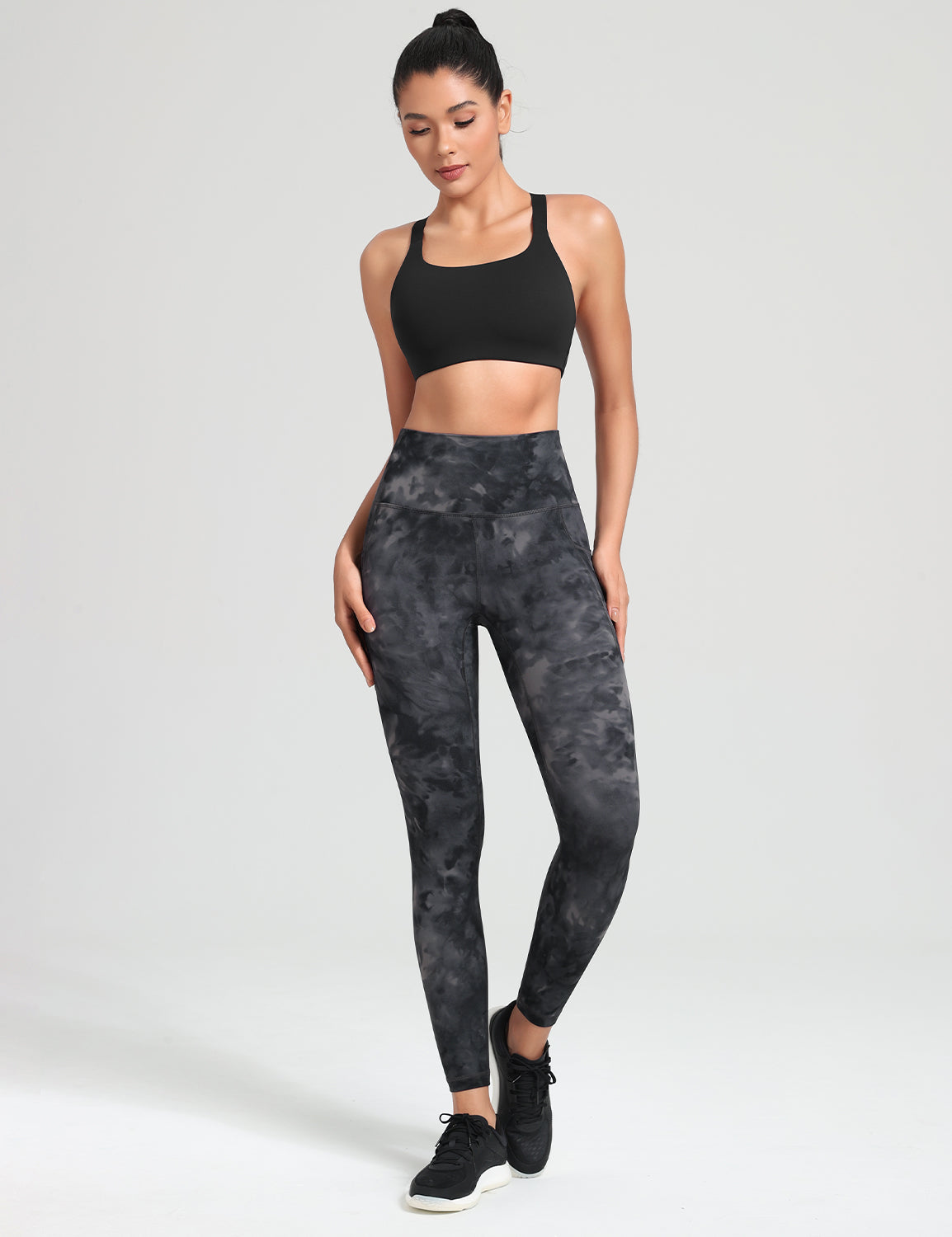 HeyNuts Workout Pro 7/8 Leggings with Side Pockets for Women, High Waisted Tummy Control Compression Pants 25''