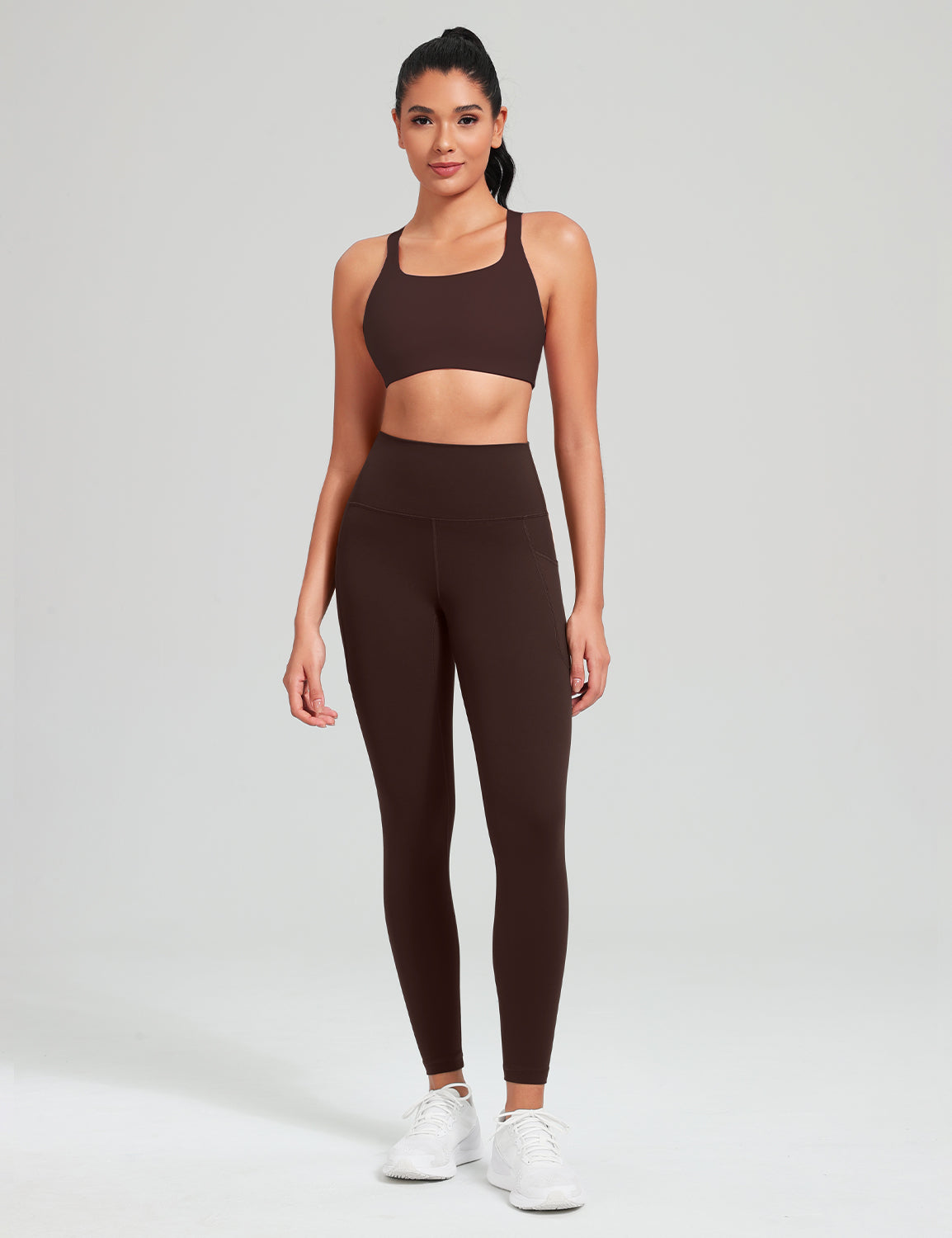HeyNuts Workout Pro 7/8 Leggings with Side Pockets for Women, High Waisted Tummy Control Compression Pants 25''