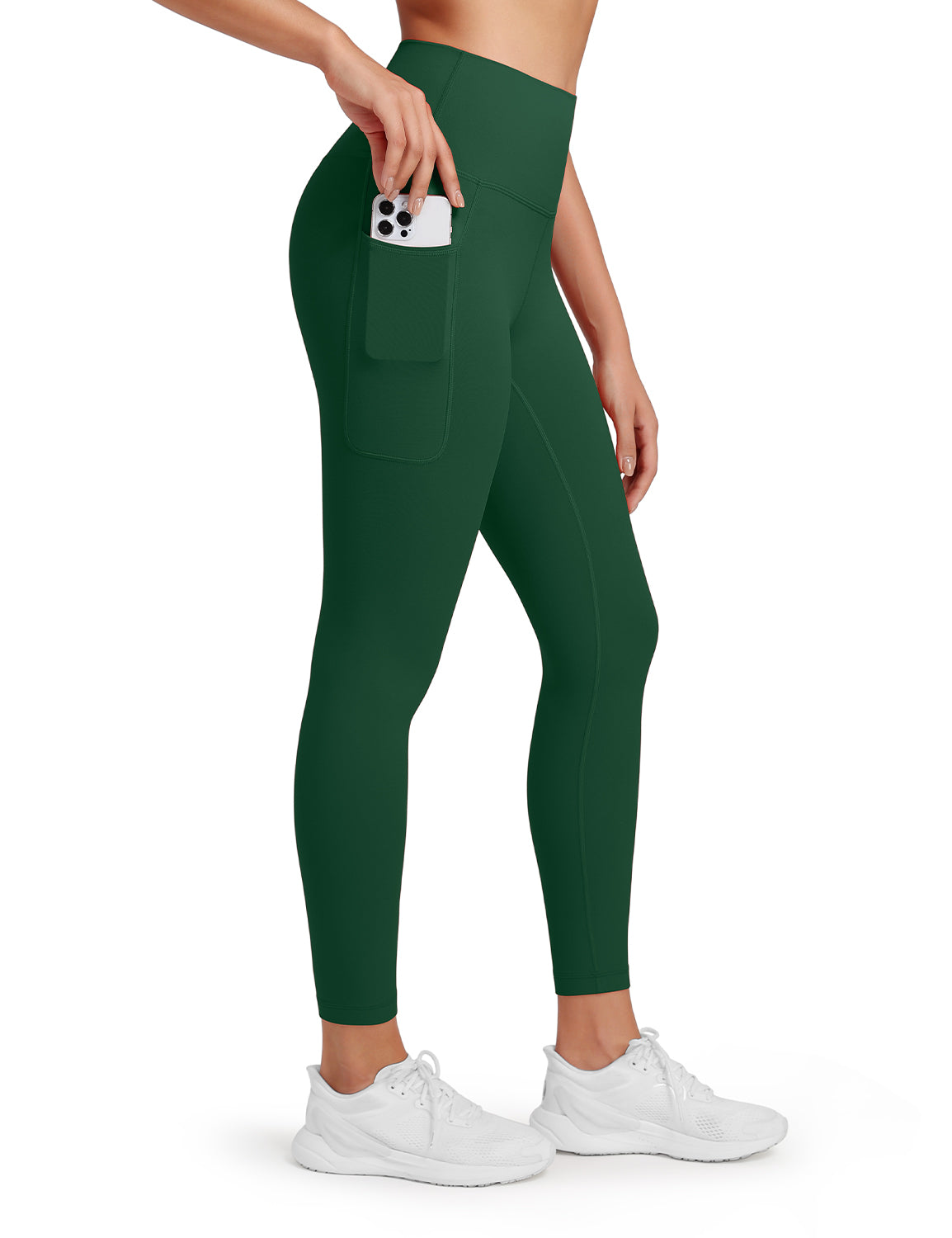 HeyNuts Workout Pro 7/8 Leggings with Side Pockets for Women, High Waisted Tummy Control Compression Pants 25''