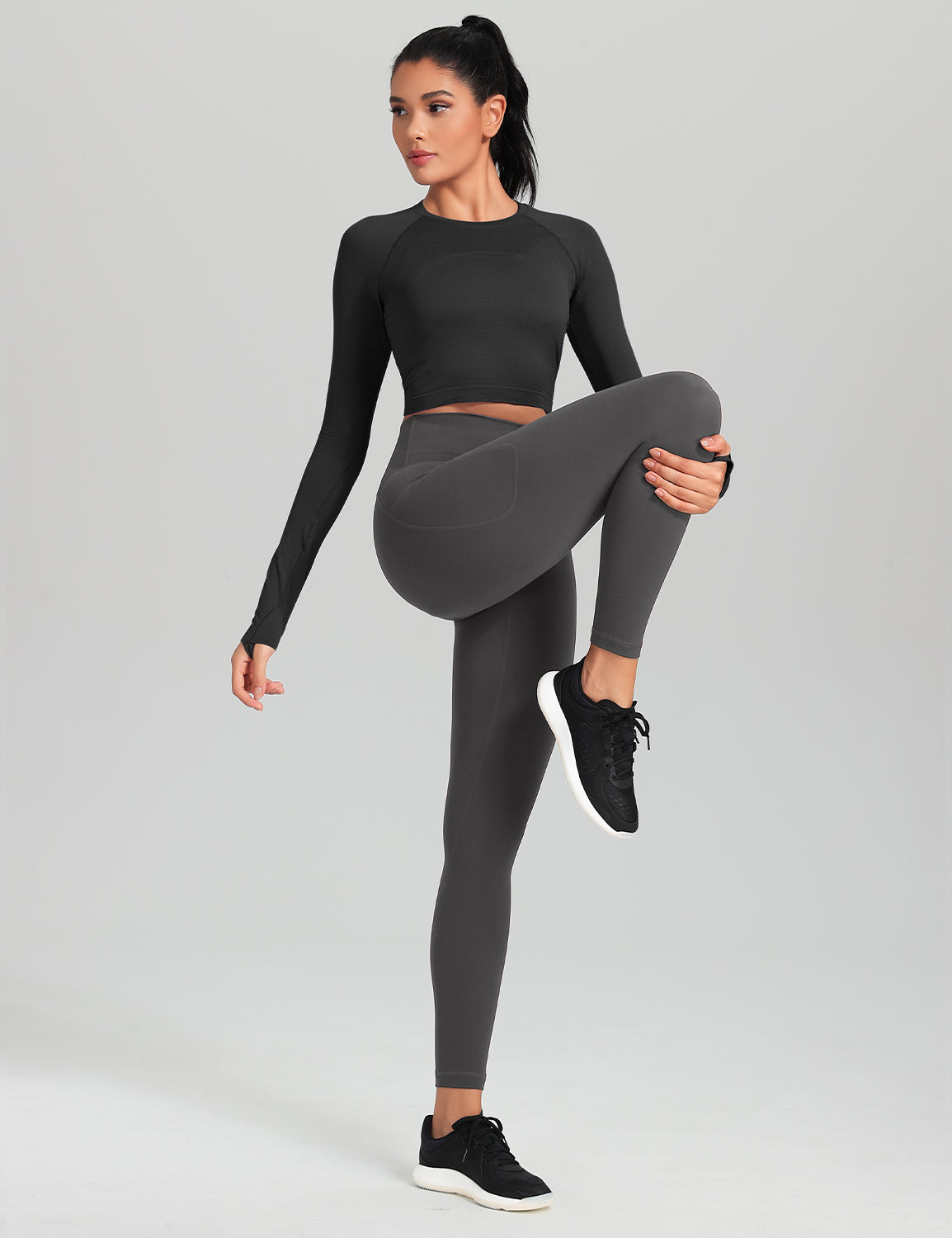 HeyNuts Workout Pro 7/8 Leggings with Side Pockets for Women, High Waisted Tummy Control Compression Pants 25''