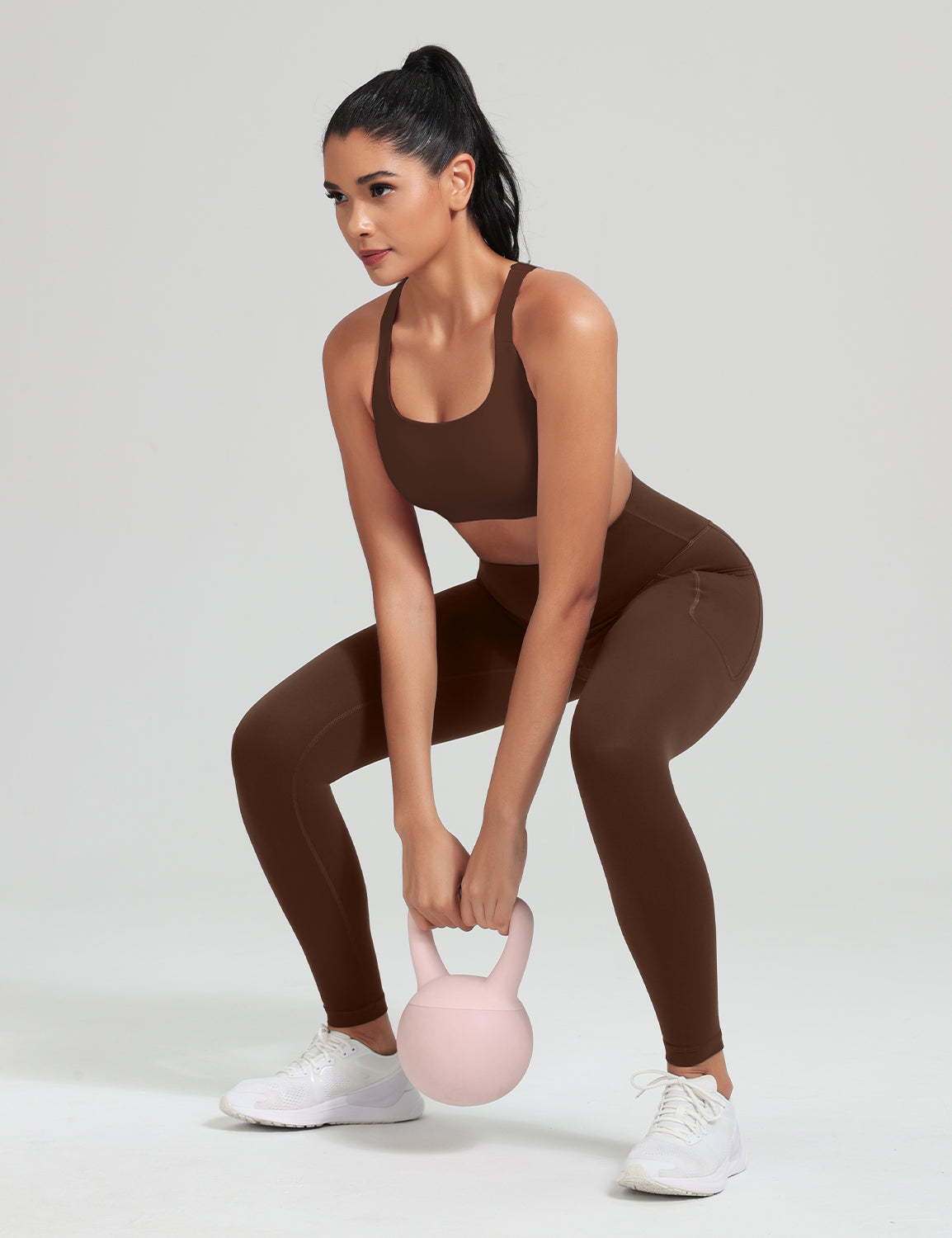 HeyNuts Workout Pro 7/8 Leggings with Side Pockets for Women, High Waisted Tummy Control Compression Pants 25''