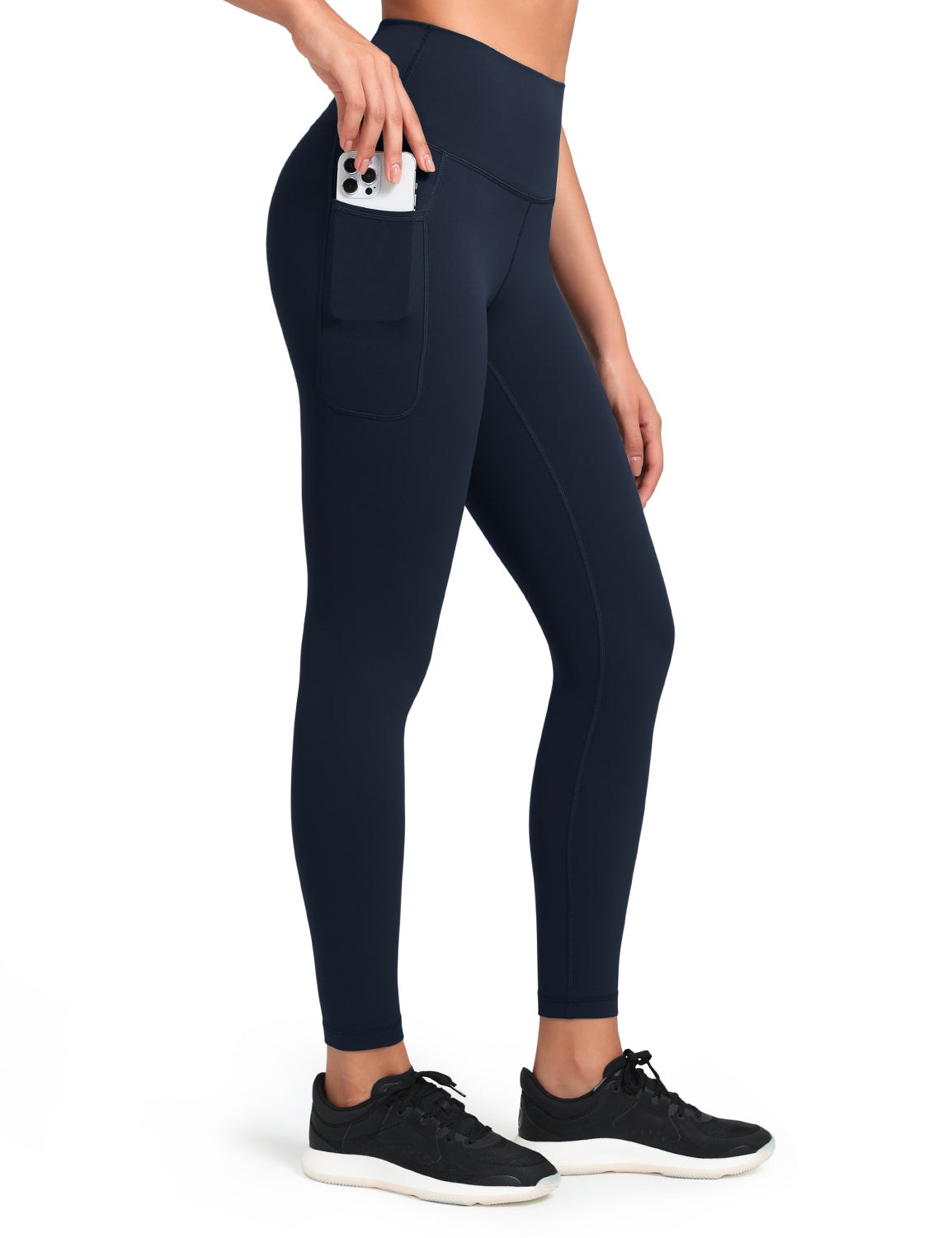 HeyNuts Workout Pro 7/8 Leggings with Side Pockets for Women, High Waisted Tummy Control Compression Pants 25''