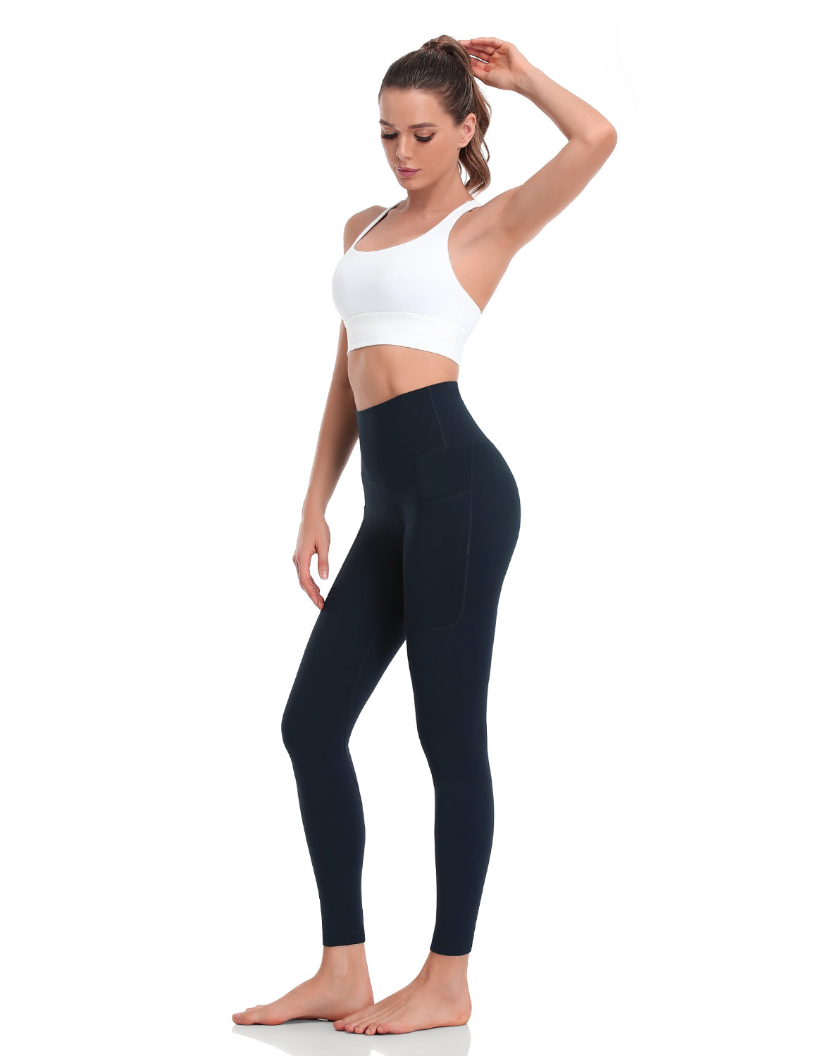 HeyNuts Workout Pro 7/8 Leggings with Side Pockets for Women, High Waisted Tummy Control Compression Pants 25''