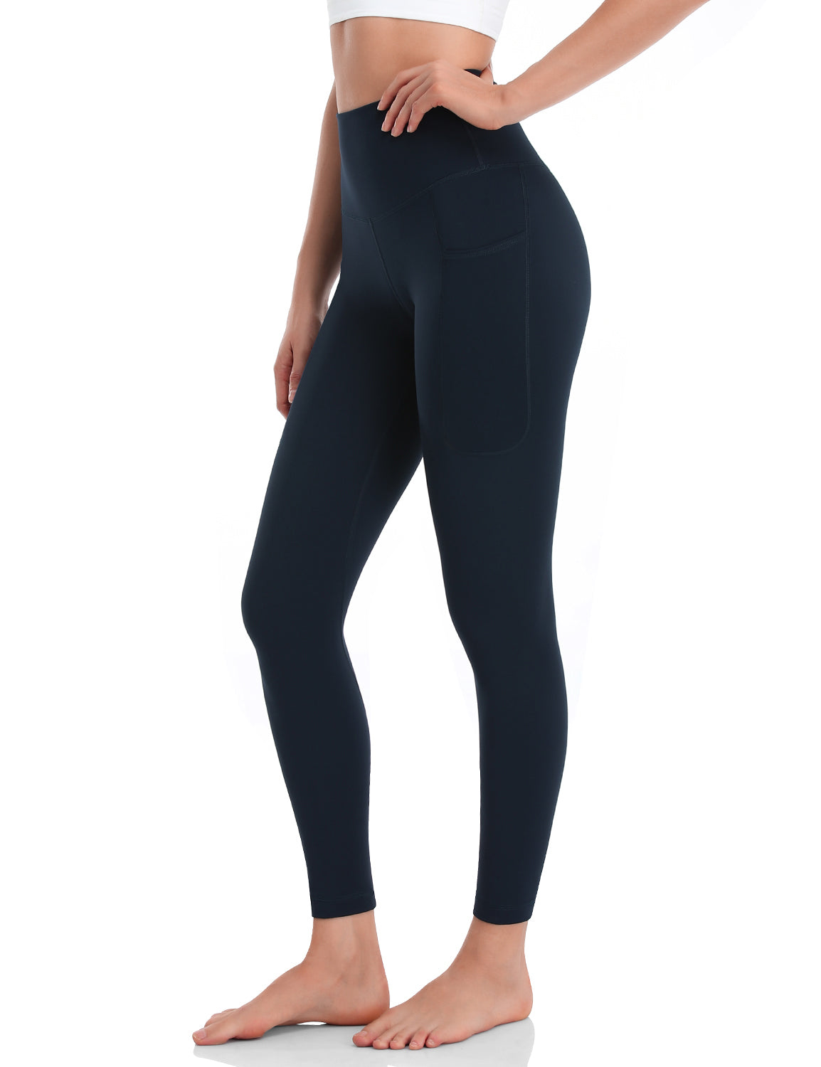 HeyNuts Workout Pro 7/8 Leggings with Side Pockets for Women, High Waisted Tummy Control Compression Pants 25''