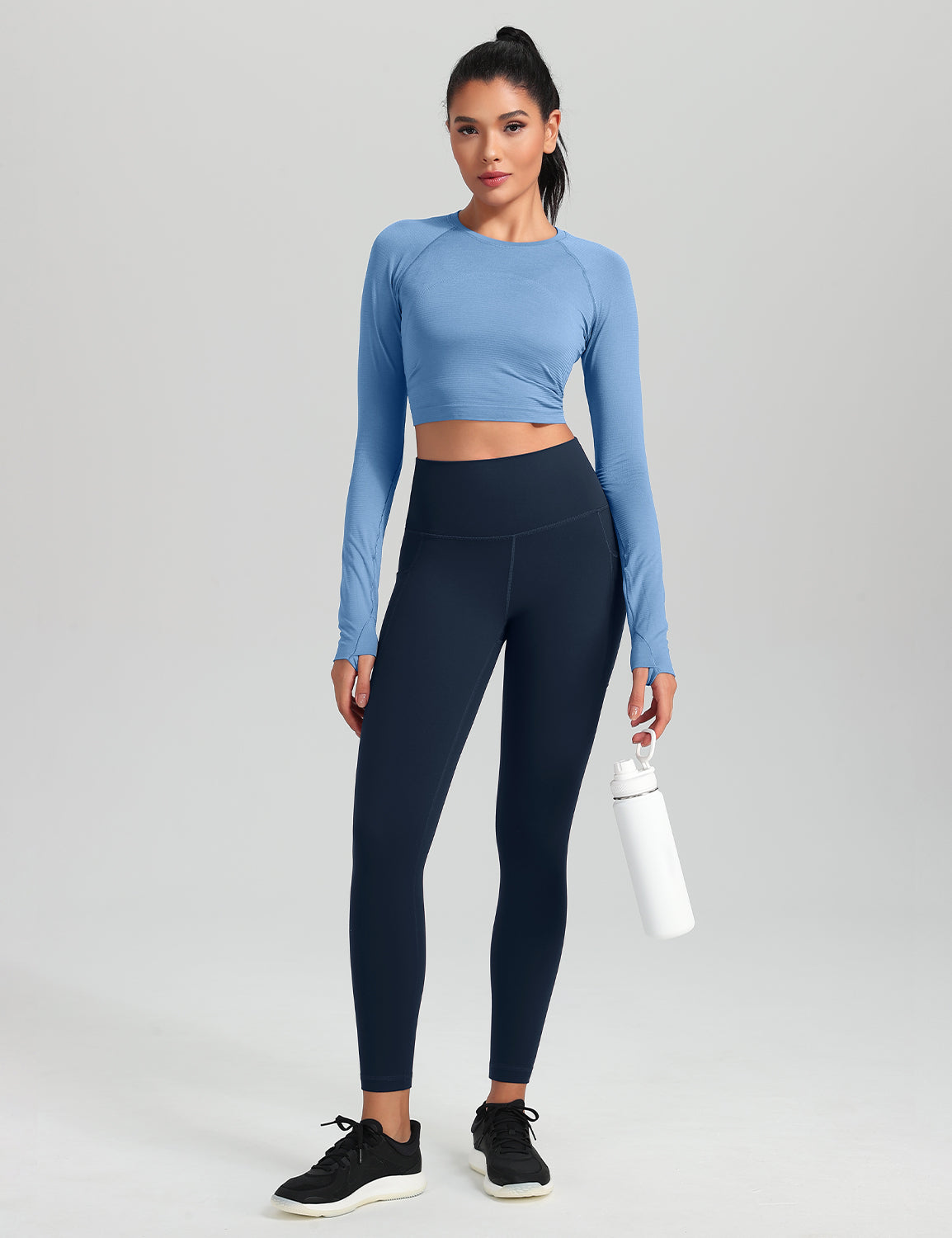 HeyNuts Workout Pro 7/8 Leggings with Side Pockets for Women, High Waisted Tummy Control Compression Pants 25''