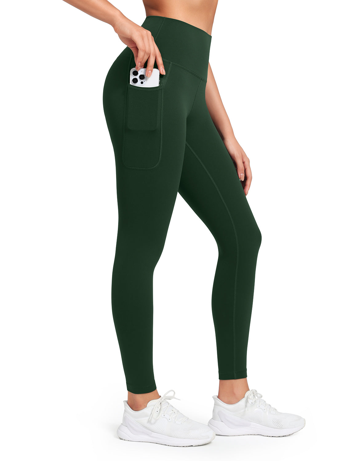 HeyNuts Workout Pro 7/8 Leggings with Side Pockets for Women, High Waisted Tummy Control Compression Pants 25''