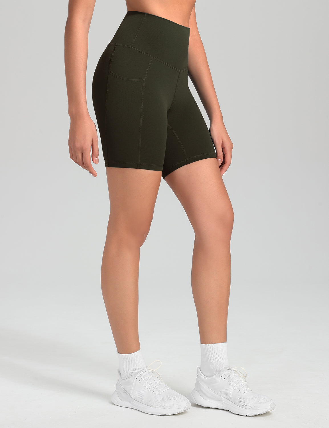 HeyNuts Workout Pro Biker Shorts with Side Pockets for Women, High Waisted Compression Yoga Shorts 6''