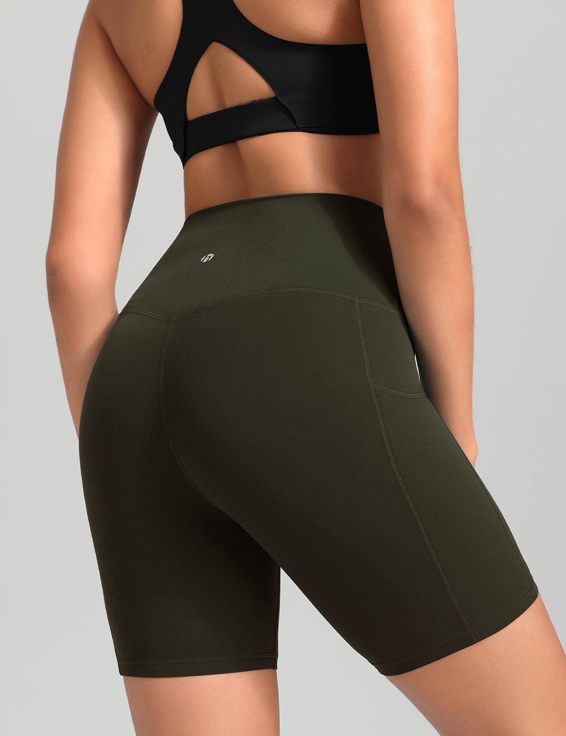 HeyNuts Workout Pro Biker Shorts with Side Pockets for Women, High Waisted Compression Yoga Shorts 6''