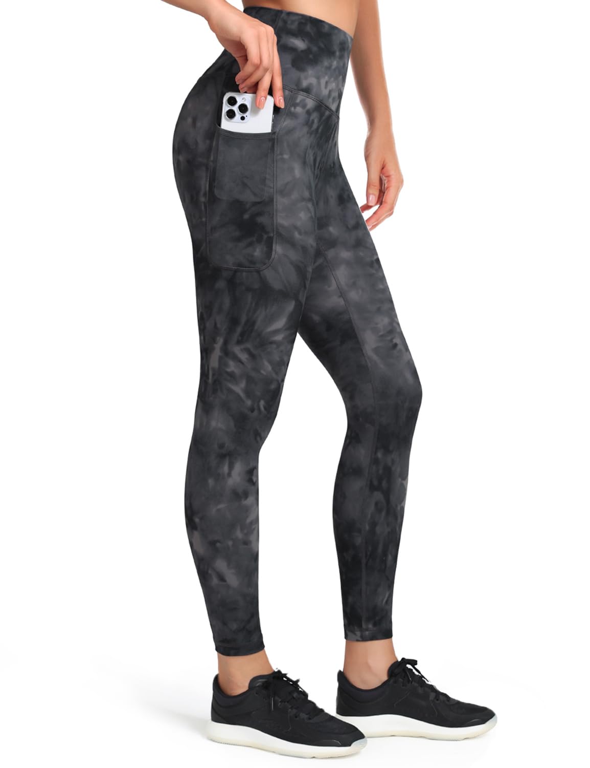 HeyNuts Workout Pro 7/8 Leggings with Side Pockets for Women, High Waisted Tummy Control Compression Pants 25''