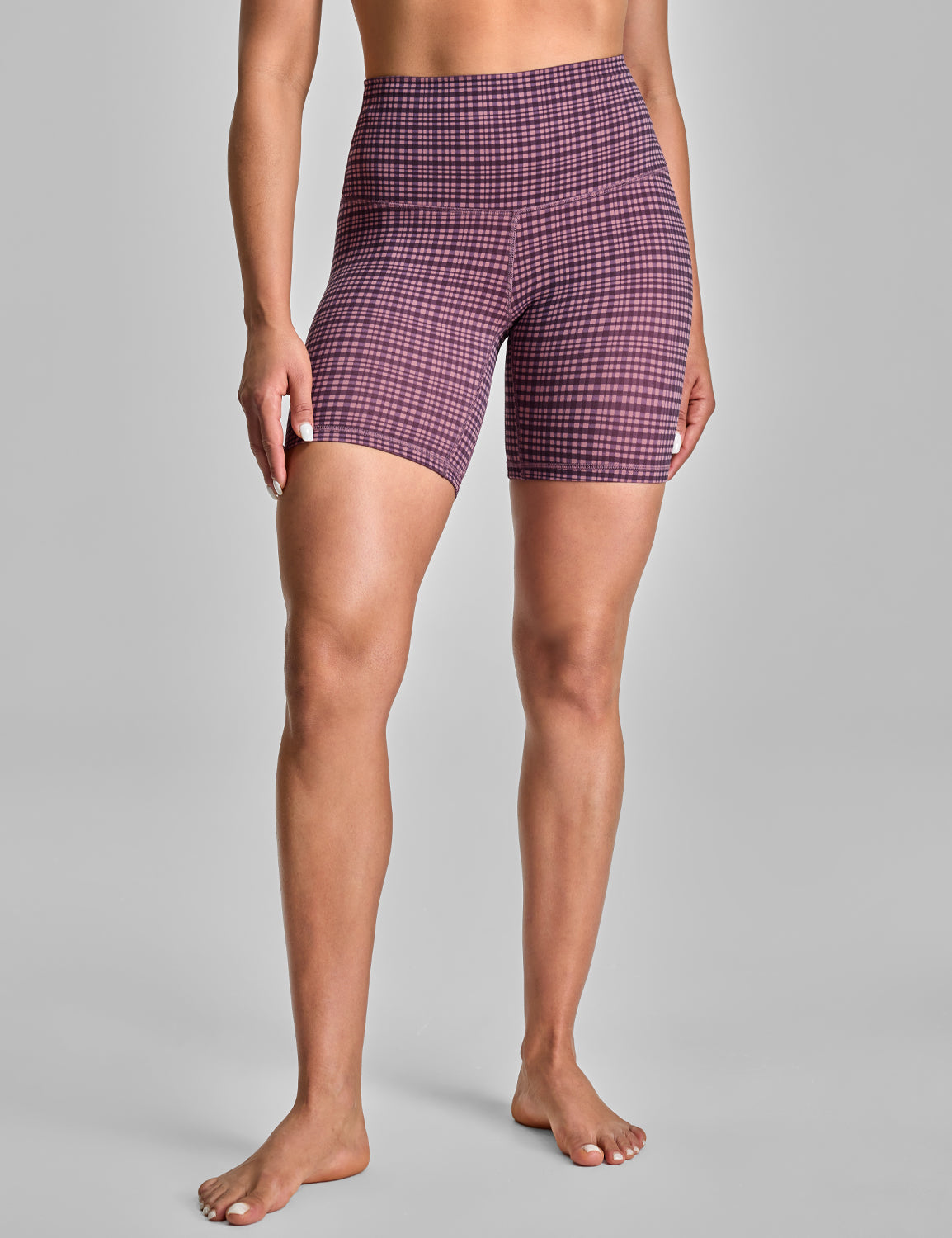 Athletic Shorts Vintage Washed Denim Blue Grid