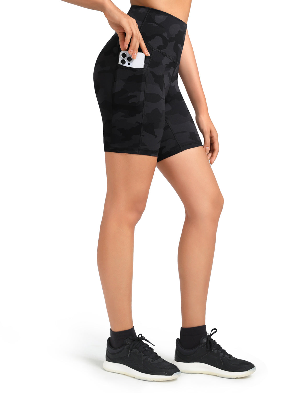 HeyNuts Workout Pro Biker Shorts with Side Pockets for Women, High Waisted Compression Yoga Shorts 6''
