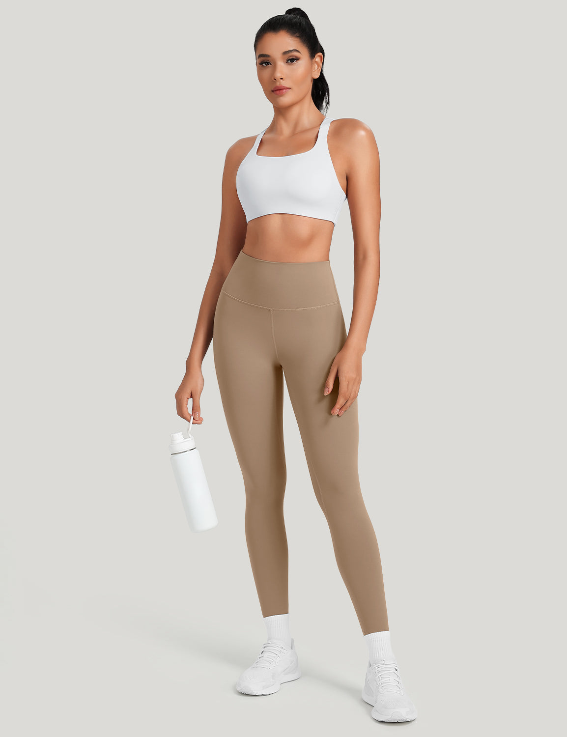 HeyNuts Workout Pro Leggings, 7/8 High Waisted Compression Gym Tummy Control Athletic Yoga Pants 25"