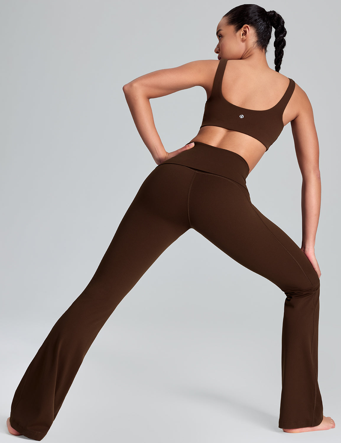 Mellow Foldover-Waist Flared Leggings 34.5"