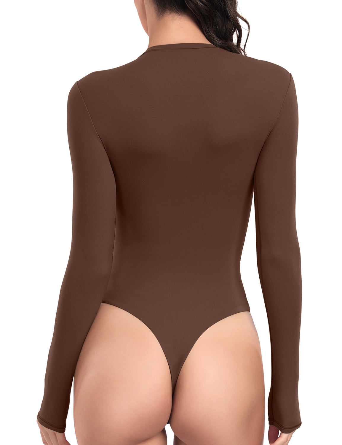 Long Sleeve Crew Neck Bodysuit Java Coffee