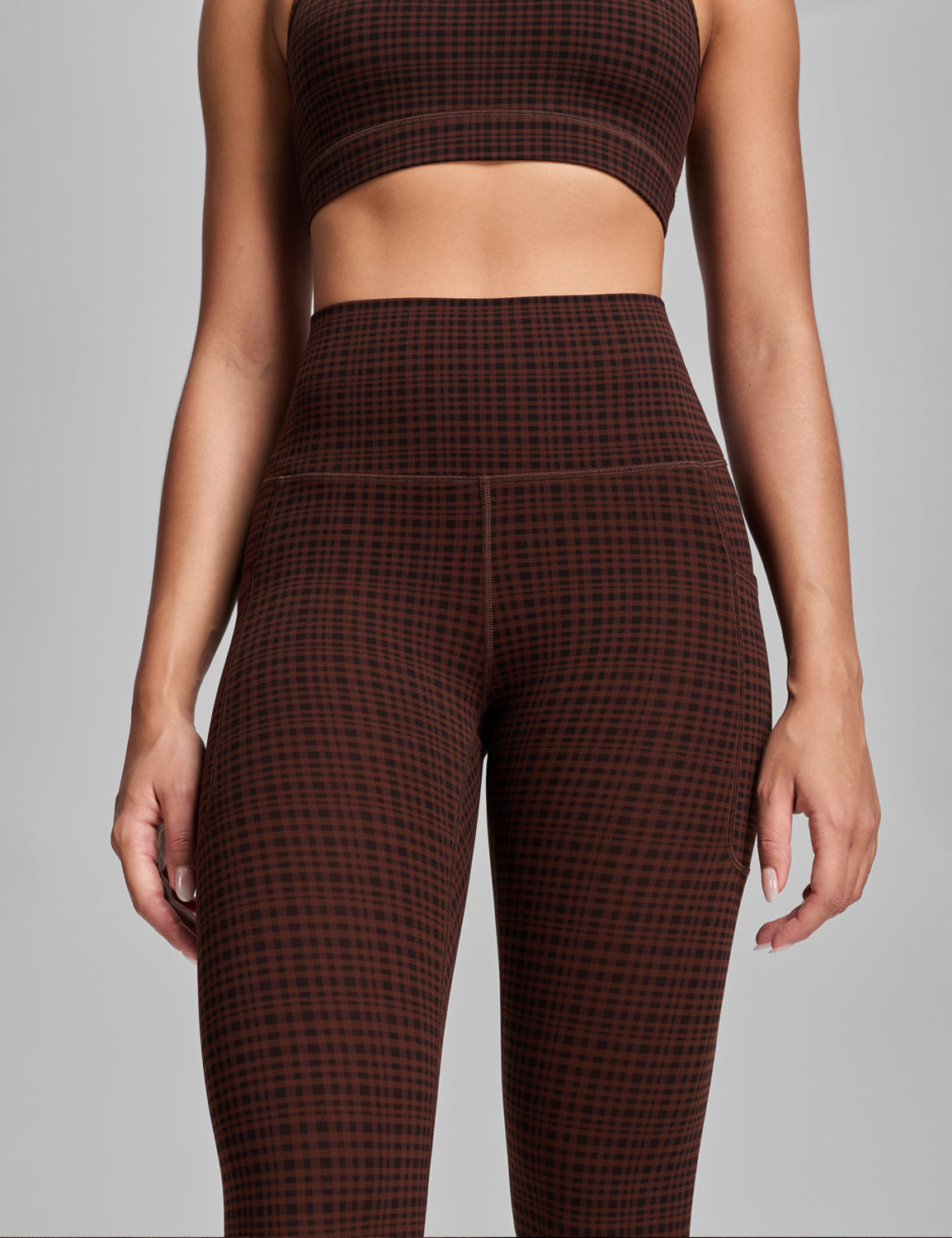 Pockets leggings Vintage Washed Denim Blue Grid