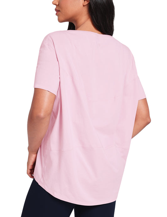 pima boat neck short sleeve shirts Peony Pink