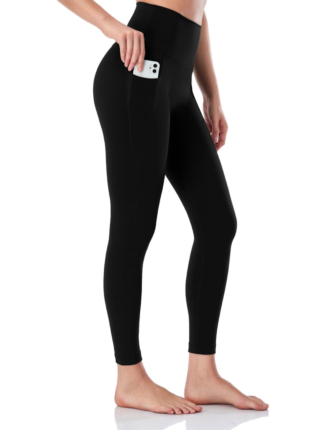 HeyNuts Workout Pro 7/8 Leggings with Side Pockets for Women, High Waisted Tummy Control Compression Pants 25''