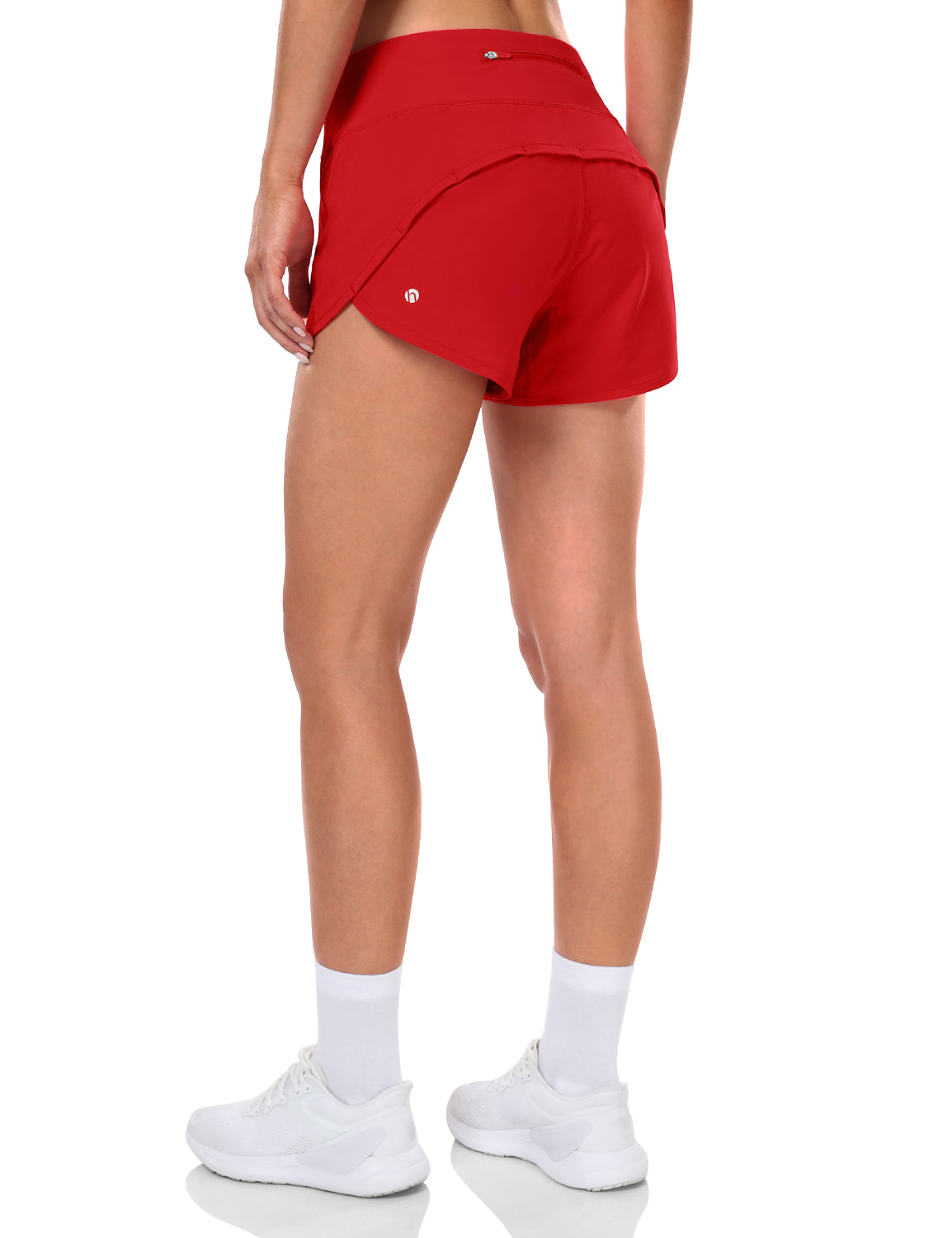 HeyNuts Athletic Shorts for Women, Mid Waisted Workout Gym Running Shorts with Liner  4"