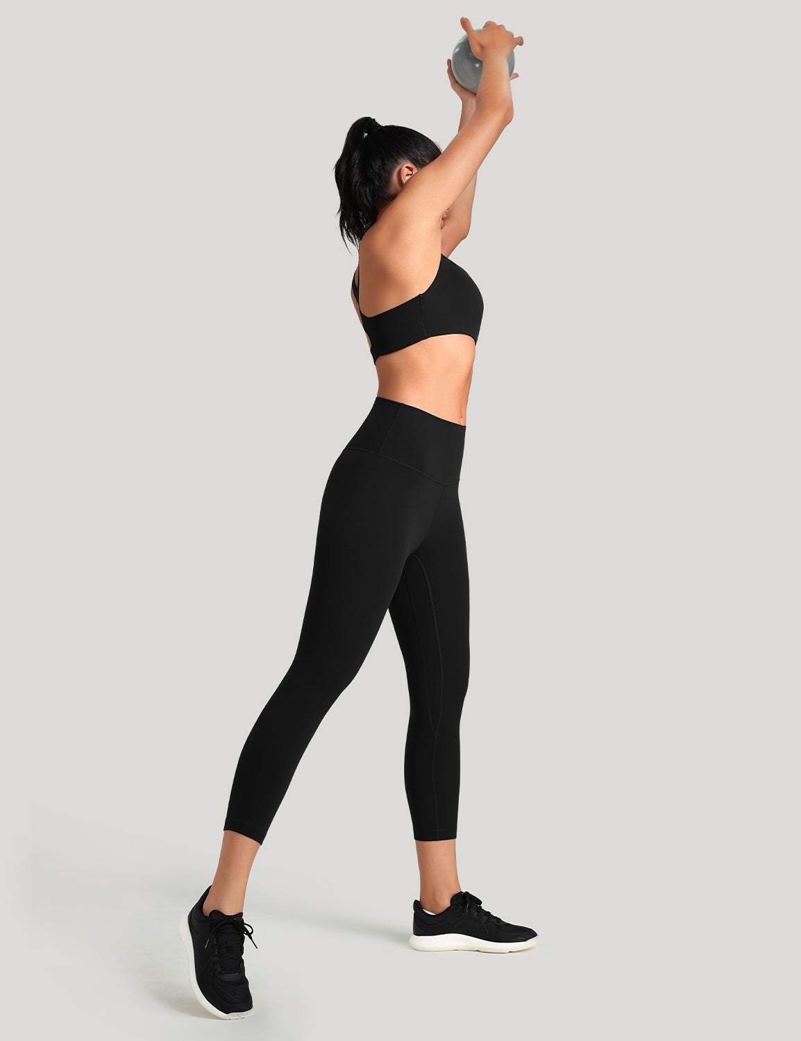 HeyNuts Workout Pro High Waisted Yoga Capris Leggings, Tummy Control Running Exercise Cropped Pant 21''