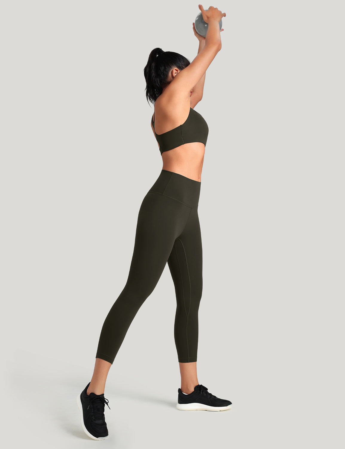 HeyNuts Workout Pro High Waisted Yoga Capris Leggings, Tummy Control Running Exercise Cropped Pant 21''