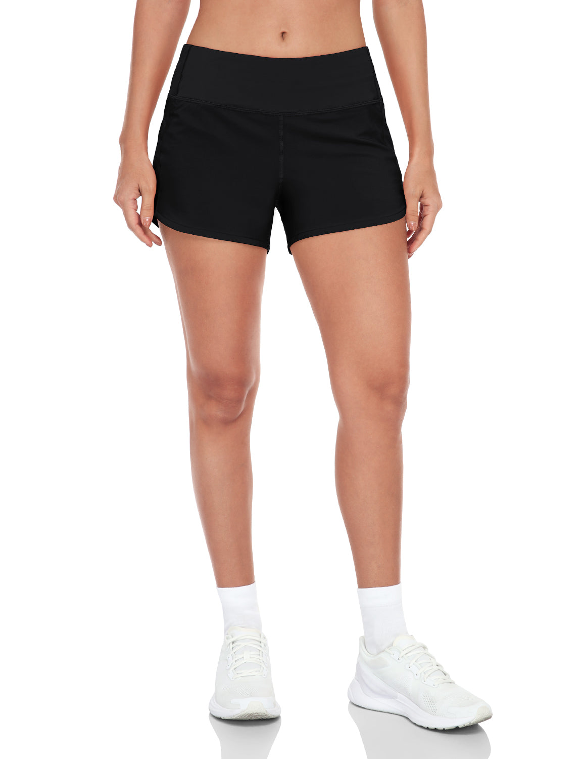 HeyNuts Stride Running Shorts for Women, Mid Waisted Athletic