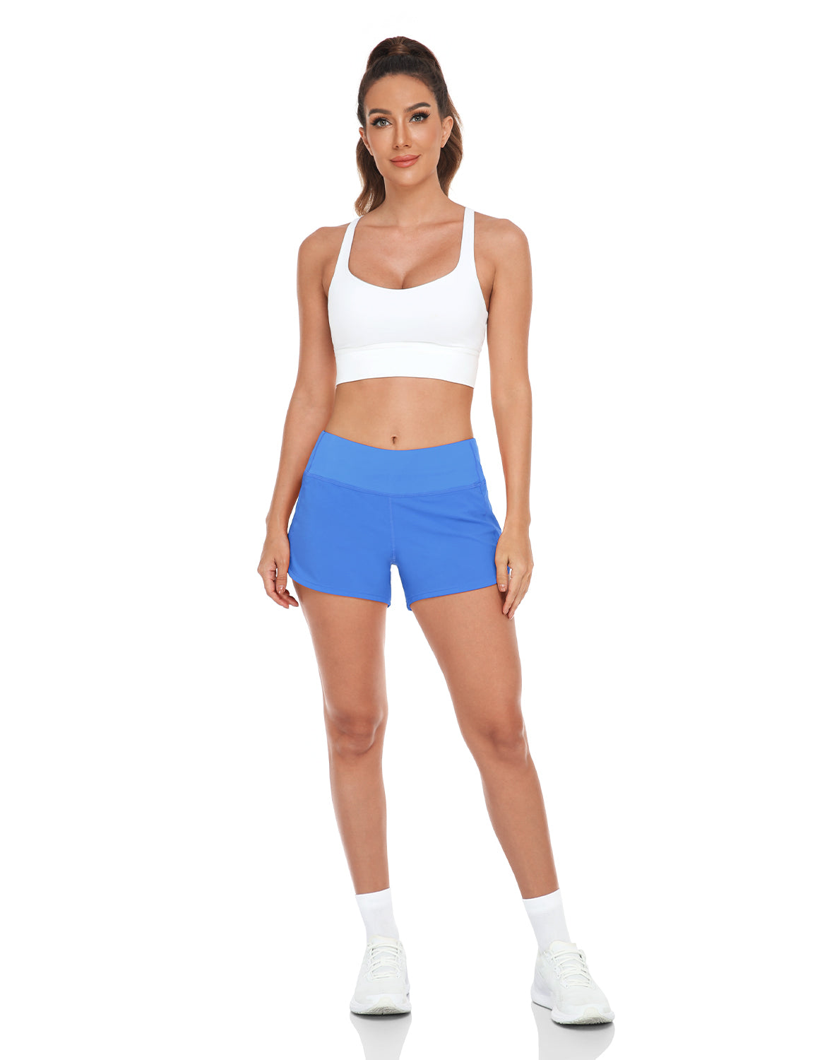 HeyNuts Focus Running Shorts for Women, Mid Waisted Athletic