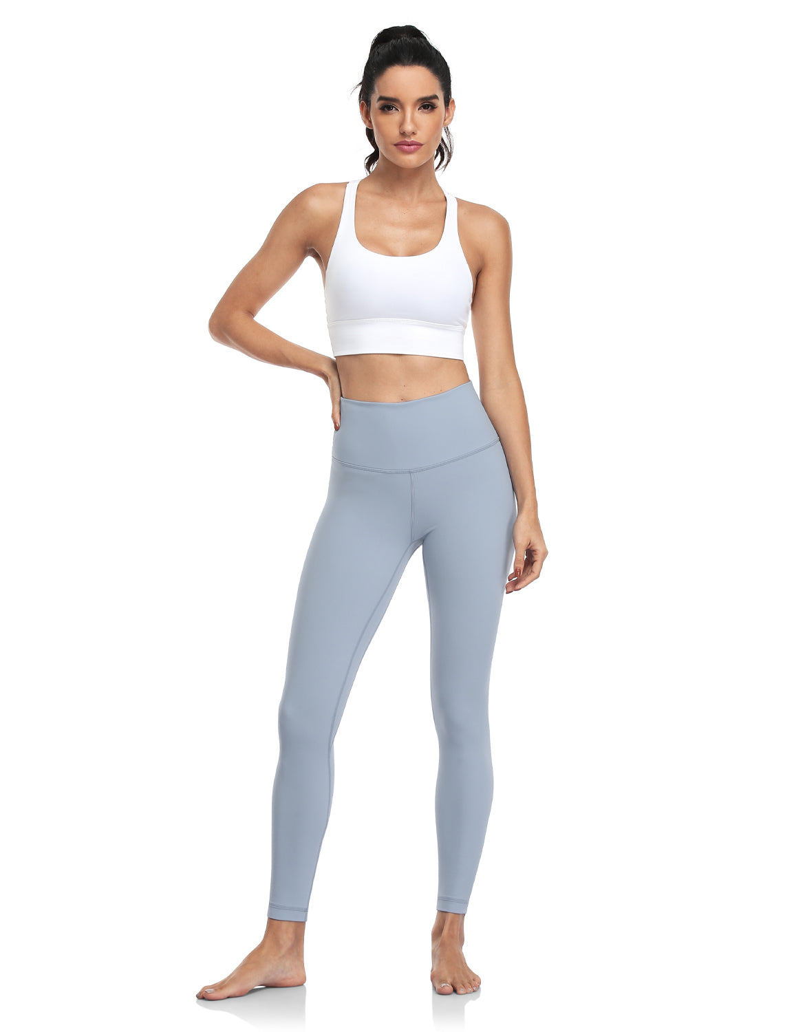  HeyNuts Essential High Waisted Yoga Leggings For Tall Women,  Buttery Soft Full Length Workout Pants 28 Diamond Dye Dazzling Blue XL