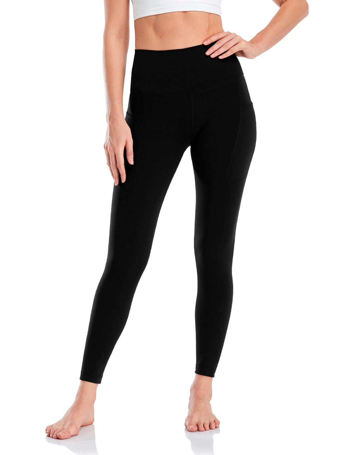  Customer reviews: HeyNuts Essential 7/8 Leggings High Waisted  Yoga Pants for Women, Soft Workout Pants Compression Leggings with Inner  Pockets Black_25'' S(4/6)