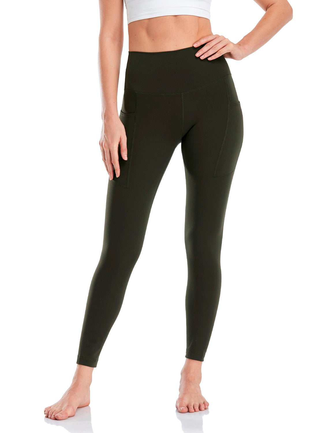  HeyNuts Pure&Plain 7/8 High Waisted Leggings for Women,  Athletic Compression Tummy Control Workout Yoga Pants 25'' Java Coffee  XXS(00) : Clothing, Shoes & Jewelry