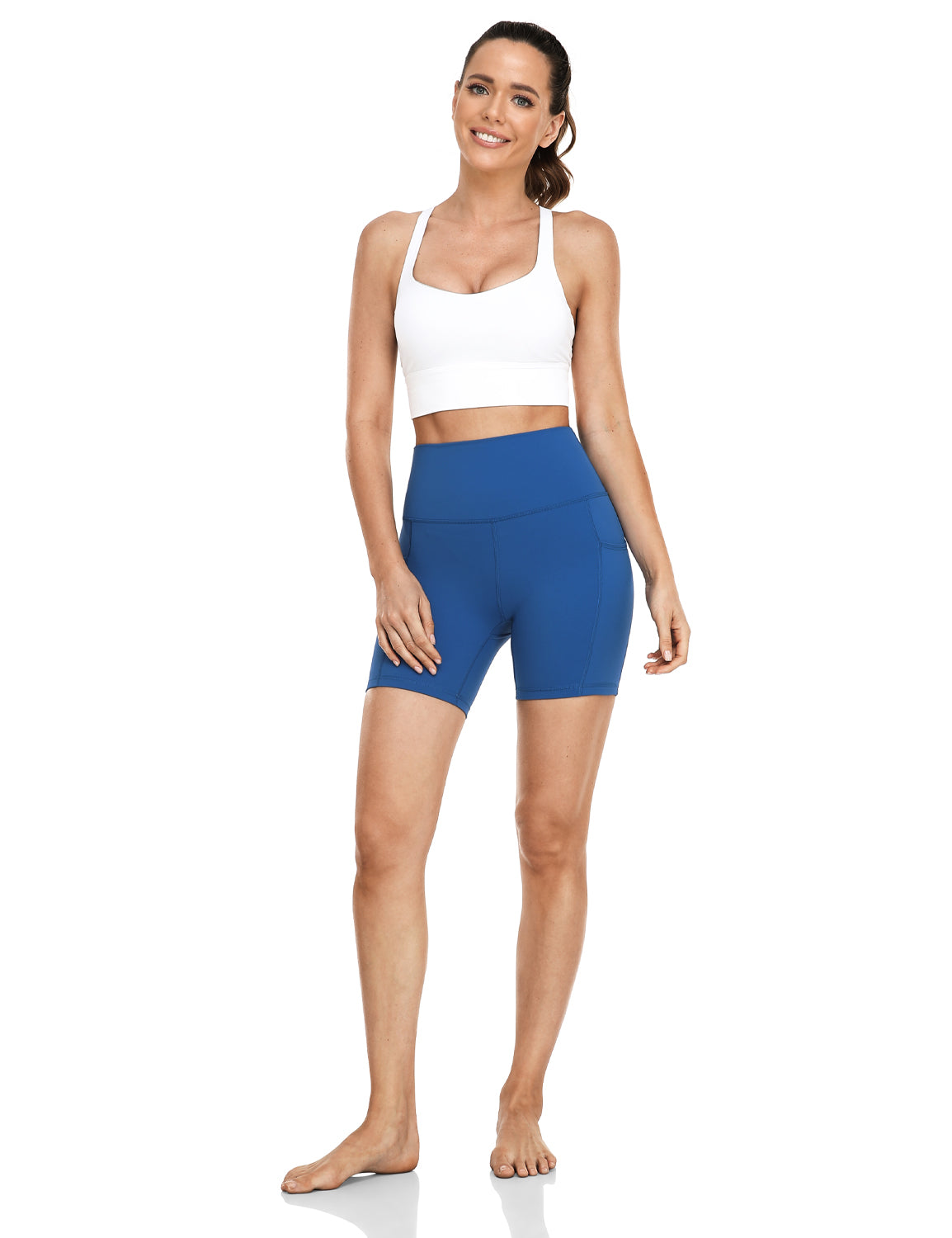 HeyNuts Essential Yoga Shorts 6'' Biker Shorts with Side Pockets