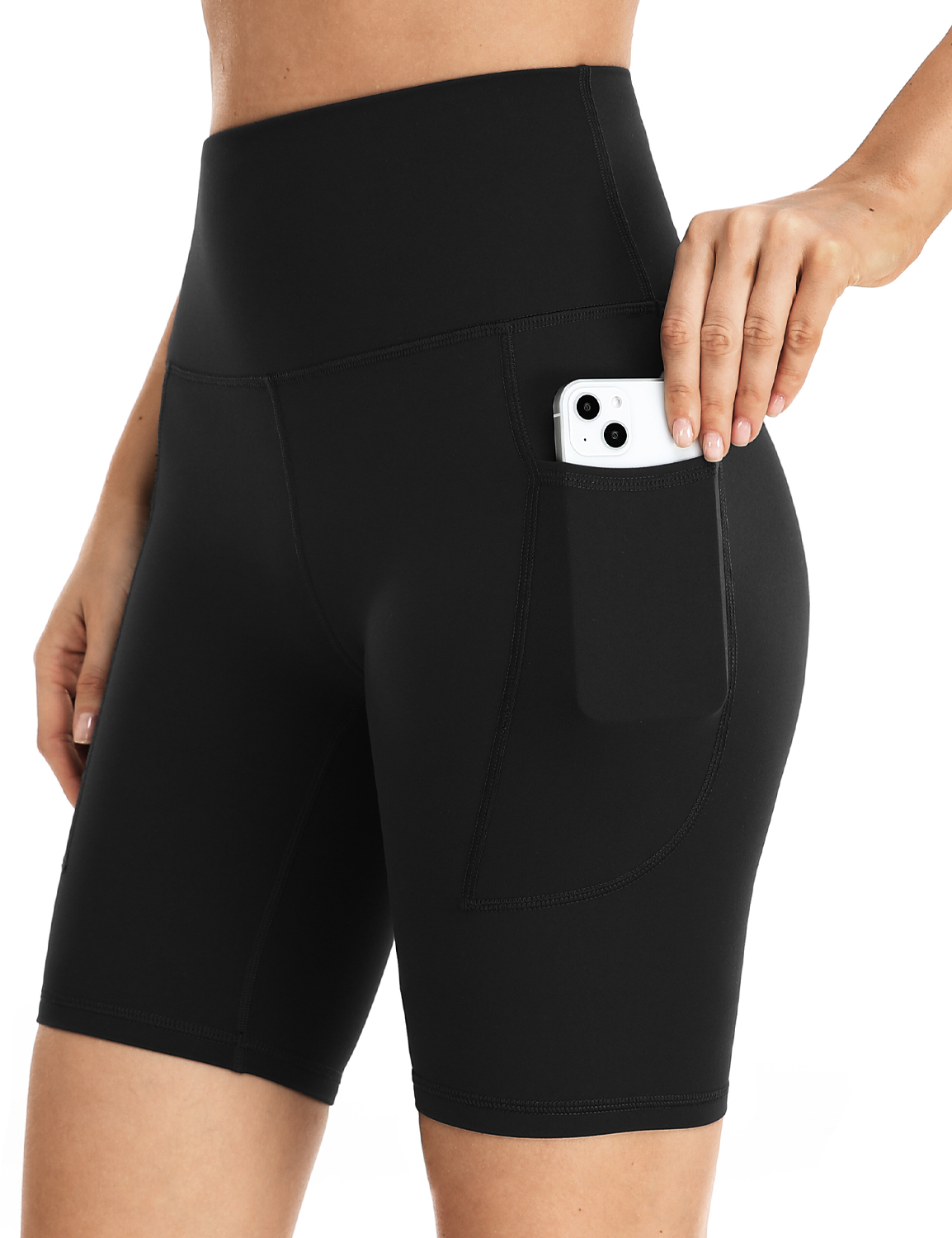 HeyNuts Essential Yoga Shorts 8'' Biker Shorts with Side Pockets